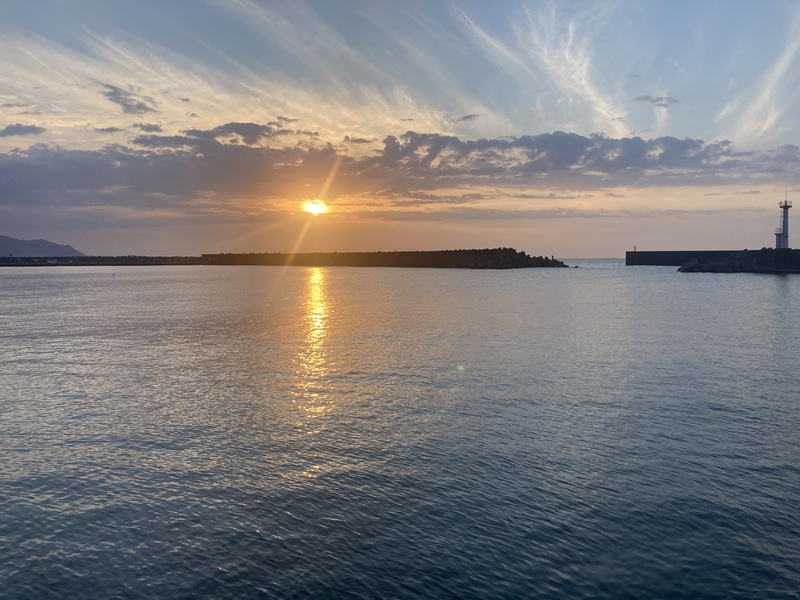 上越の港での夕焼け