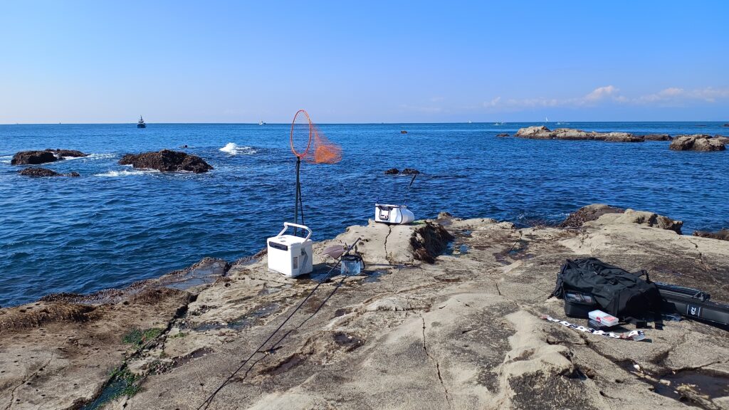 私がか通い続けている江ノ島表磯のポイント。水深や根の状態などは或る程度把握できている。